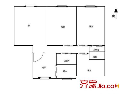 新都花園戶型圖戶型圖 3室1廳1衛(wèi)1廚