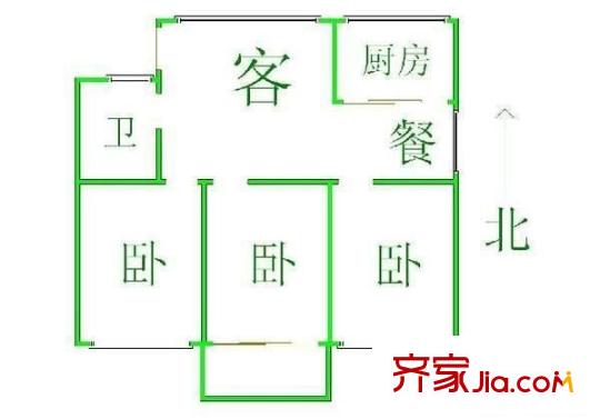 國(guó)稅宿舍 3室 戶型圖