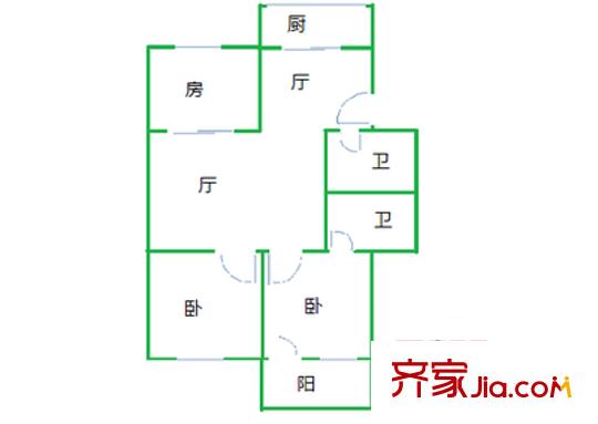 國(guó)稅宿舍 3室 戶型圖