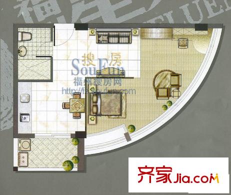 福州星勢力戶型圖29戶型 1室2廳1衛(wèi)1廚