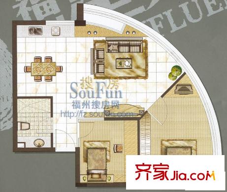 福州星勢力戶型圖戶型圖 2室1廳1衛(wèi)1廚