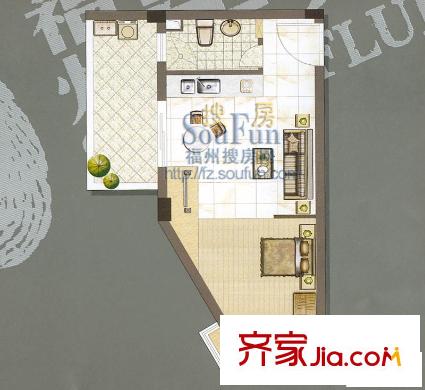 福州星勢力戶型圖19戶型 1室1廳1衛(wèi)1廚