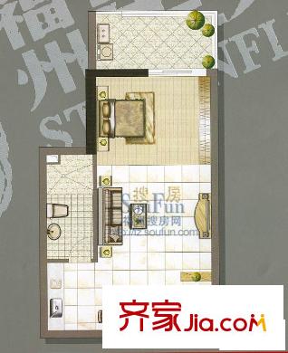 福州星勢力戶型圖10戶型 1室1廳1衛(wèi)1廚
