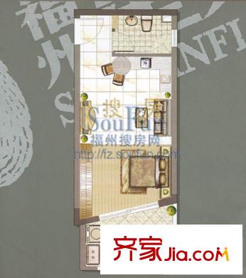 福州星勢(shì)力戶型圖21戶型 1室1廳1衛(wèi)1廚