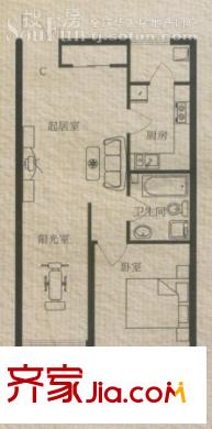 富裕廣場(chǎng)戶型圖戶型圖 1室2廳1衛(wèi)1廚