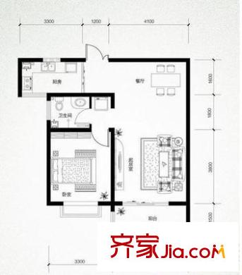 天越園戶型圖戶型圖 1室2廳1衛(wèi)1廚
