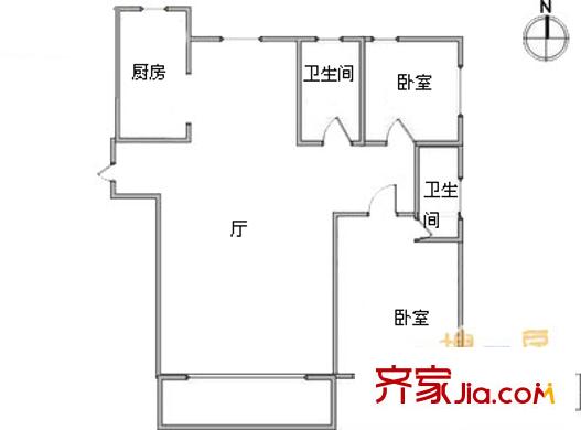 天越園戶型圖戶型圖 2室1廳2衛(wèi)1廚