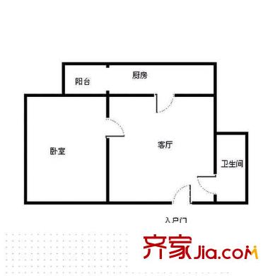 民暢園戶型圖戶型圖 1室1廳1衛(wèi)1廚