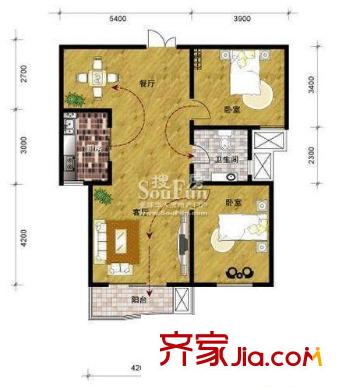 同方瞰和平戶型圖戶型圖 2室2廳1衛(wèi)