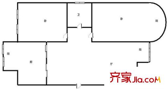 同方瞰和平戶型圖戶型圖 2室1廳1衛(wèi)1廚