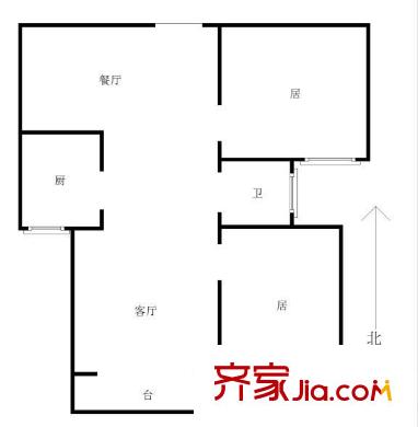 同方瞰和平戶型圖戶型圖 2室2廳1衛(wèi)1廚