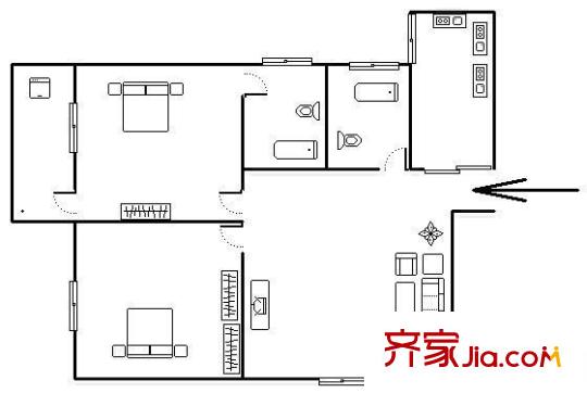 永升城 2室 戶型圖