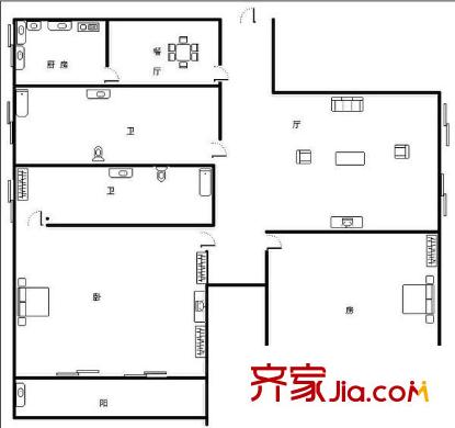 永升城 2室 戶型圖