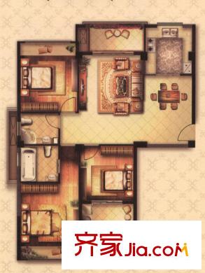 御泉萬(wàn)景戶型圖A戶型 3室2廳2衛(wèi)1廚