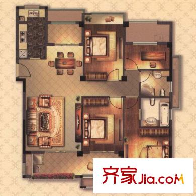 御泉萬景戶型圖C戶型 4室2廳2衛(wèi)1廚