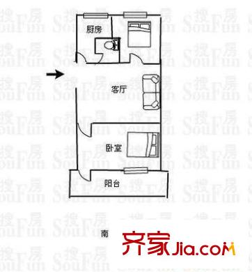元興小區(qū) 2室 戶型圖