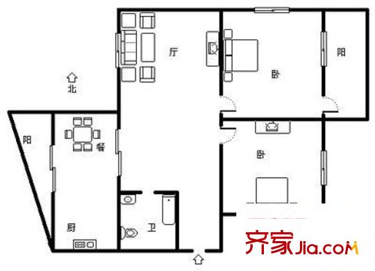 象園新村 2室 戶型圖