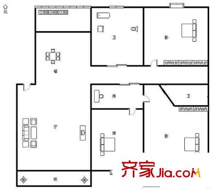 天賜良園 3室 戶型圖