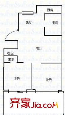 濱江麗景二期臨江園戶型圖濱江麗景二期臨江園 3室 戶型圖 3室2廳2衛(wèi)1廚