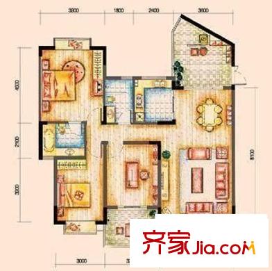 濱江麗景二期臨江園戶型圖濱江麗景二期臨江園 5室 戶型圖 5室3廳3衛(wèi)1廚
