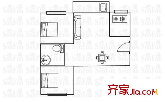 鰲港苑 2室 戶型圖
