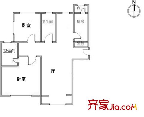 天霖園戶型圖戶型圖 2室1廳2衛(wèi)1廚