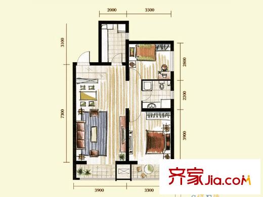 九州國際戶型圖2號樓標(biāo)準(zhǔn)層04戶型 