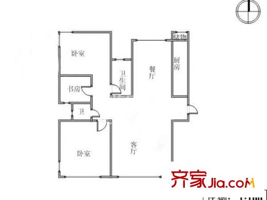 富力津門湖云舒花園 3室 戶型圖