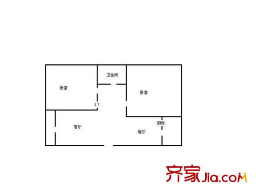 紅平方米公寓戶型圖戶型圖 2室1廳1衛(wèi)1廚