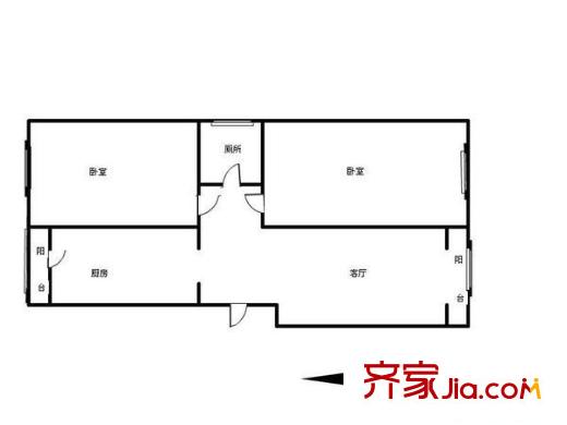 紅平方米公寓戶型圖戶型圖 2室1廳1衛(wèi)1廚