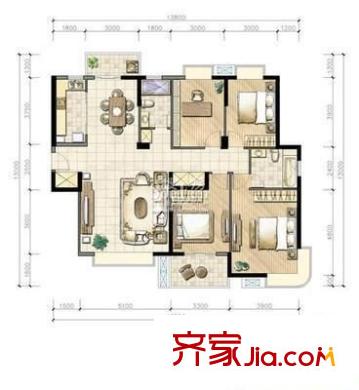 金盛國際戶型圖戶型圖 3室1廳1衛(wèi)1廚