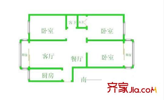 水上溫泉花園戶型圖戶型圖 3室1廳1衛(wèi)1廚