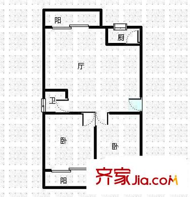三叉街新村 2室 戶型圖