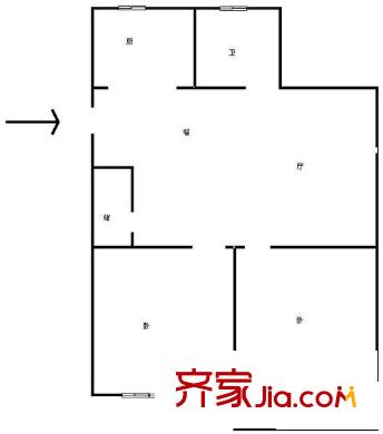 三叉街新村 2室 戶型圖