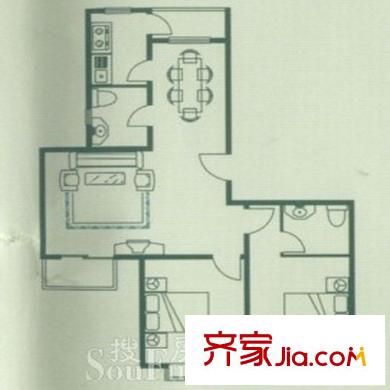 寶龍灣家園戶型圖D房型 2室2廳2衛(wèi)
