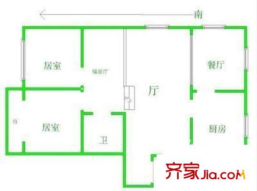 千禧園戶型圖戶型圖 2室2廳1衛(wèi)1廚