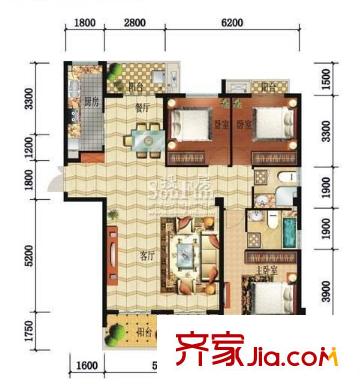 金霞小區(qū) 3室 戶型圖