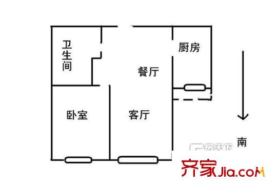 招商鉆石山戶型圖戶型圖 1室1廳1衛(wèi)1廚