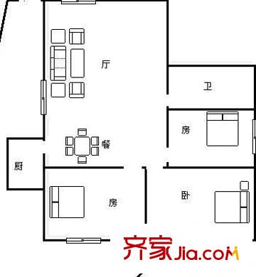 華京花園 3室 戶型圖