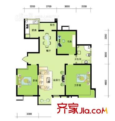 俊城淺水灣戶型圖戶型圖 3室2廳1衛(wèi)