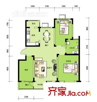 俊城淺水灣戶型圖戶型圖 3室2廳1衛(wèi)