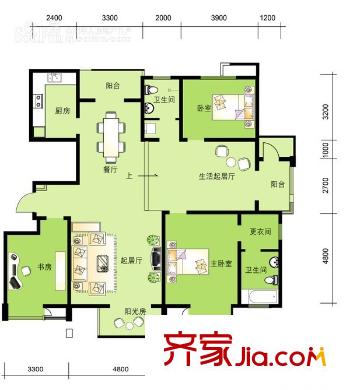 俊城淺水灣戶型圖戶型圖 3室2廳2衛(wèi)1廚