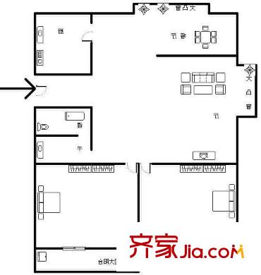河濱花園 3室 戶型圖