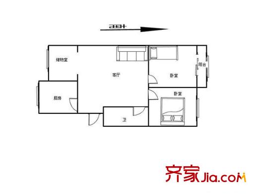 龍禧園戶型圖戶型圖 2室1廳1衛(wèi)1廚