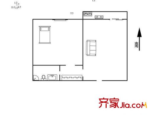 龍禧園戶型圖戶型圖 1室1廳1衛(wèi)1廚