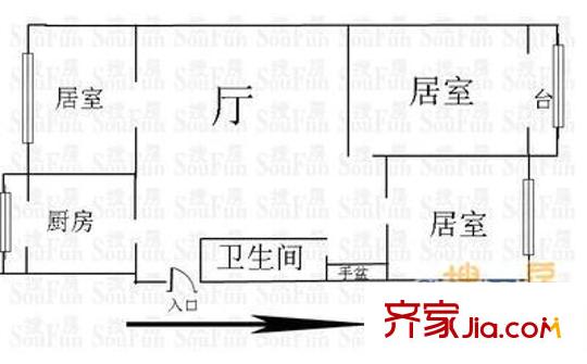 龍禧園戶型圖戶型圖 3室1廳1衛(wèi)1廚