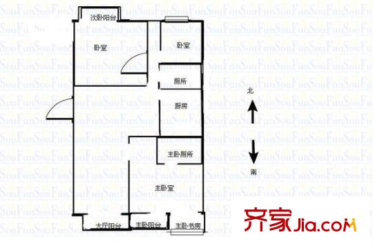 風(fēng)景藍(lán)水岸 3室 戶型圖
