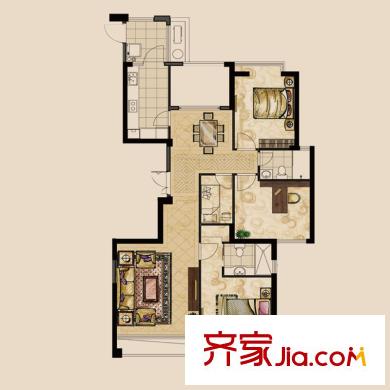 永興酈江戶型圖2號(hào)樓03錦馥園 3室2廳2衛(wèi)1廚