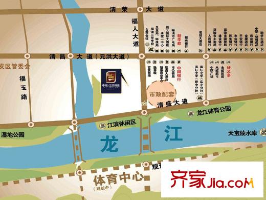 中聯(lián)江濱御景交通圖區(qū)位圖
