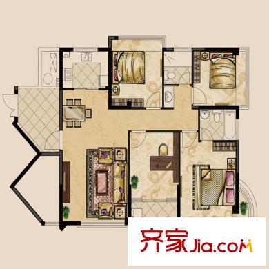 永興酈江戶型圖1號(hào)樓04天緣居 4室2廳2衛(wèi)1廚
